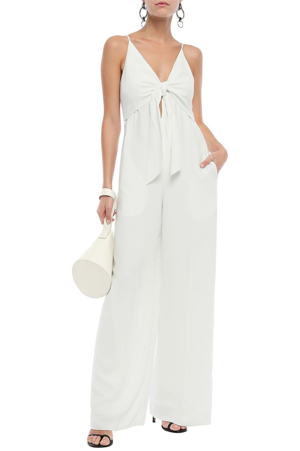 ALEXANDERWANG.T Knotted crepe wide-leg jumpsuit