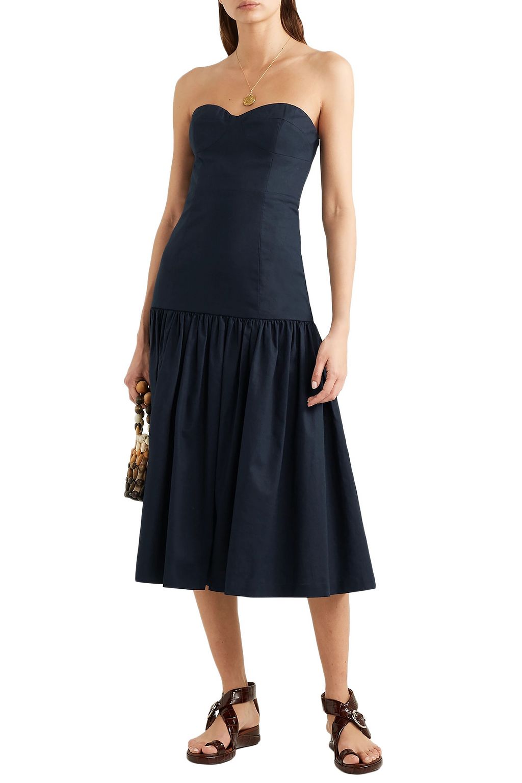 VERONICA BEARD Fiore strapless linen-blend midi dress
