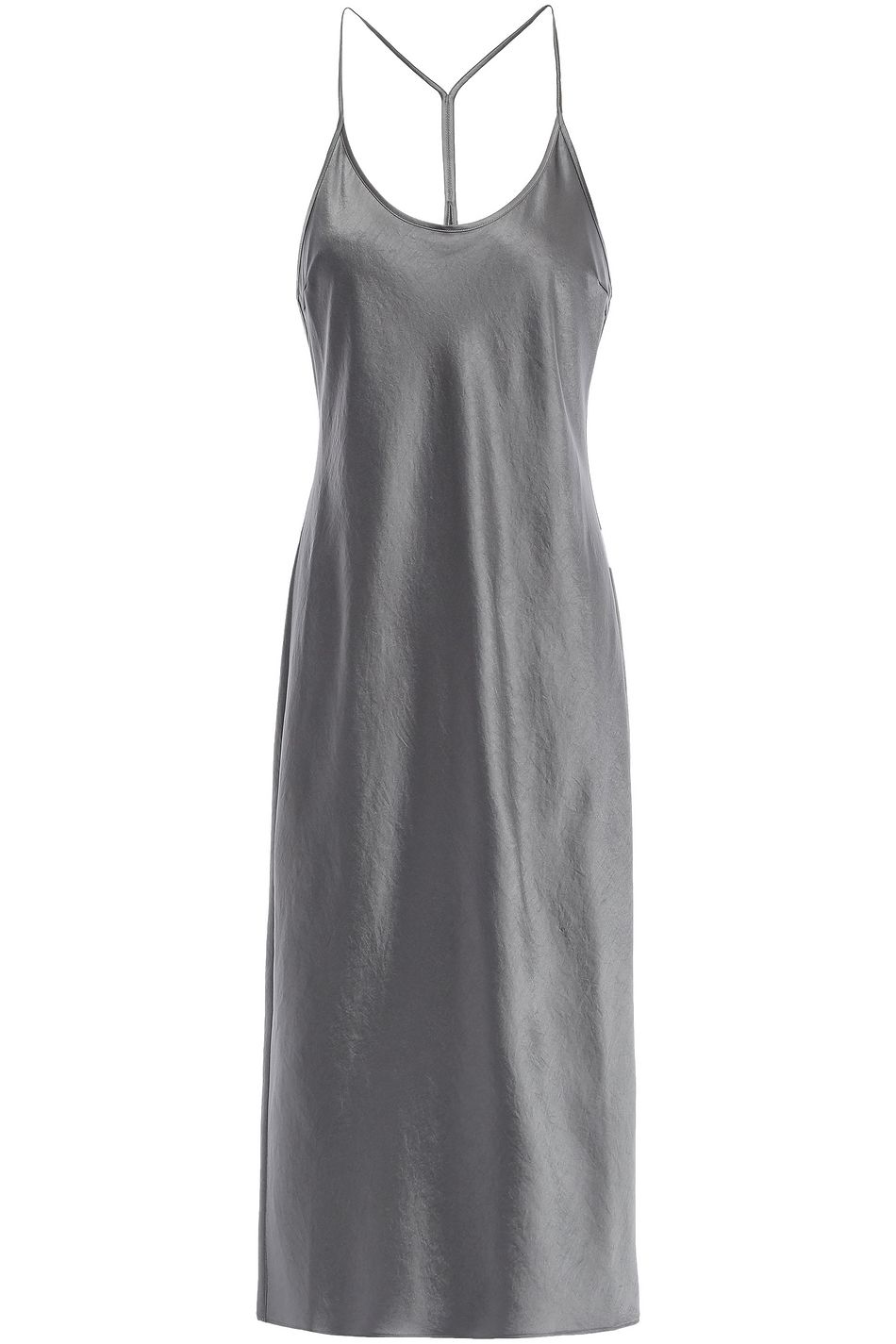 grey satin slip dress