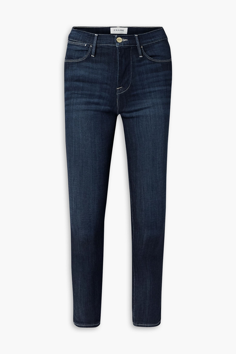 Frame Le High Cropped Skinny Jeans In Dark Denim