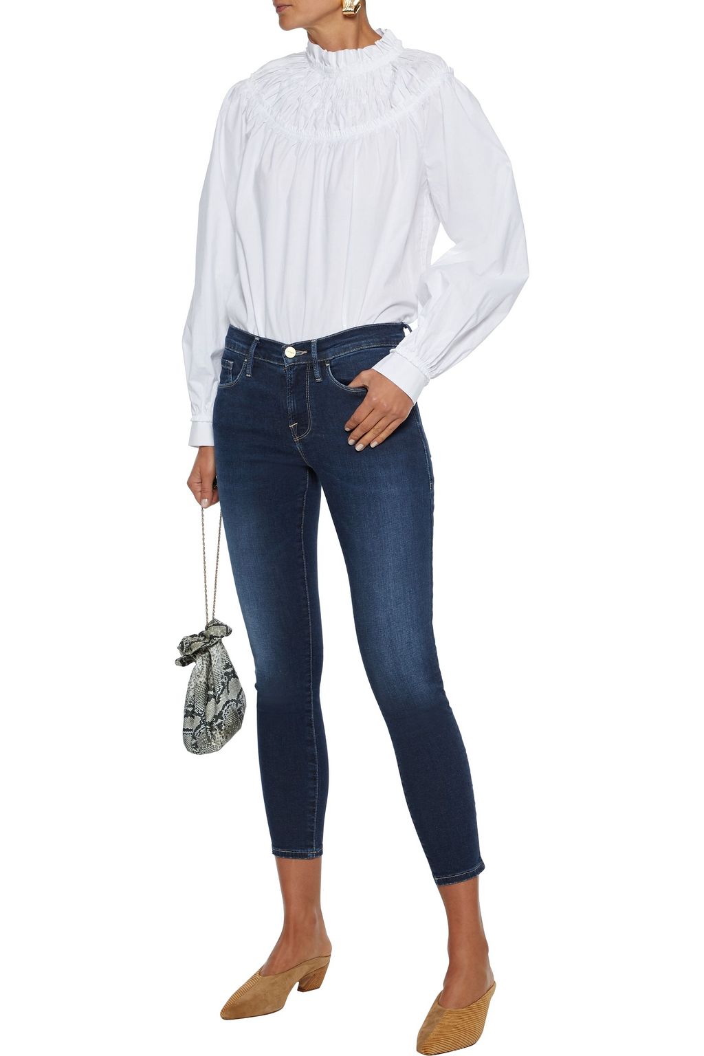 FRAME Le Skinny De Jeanne Crop faded mid-rise skinny jeans
