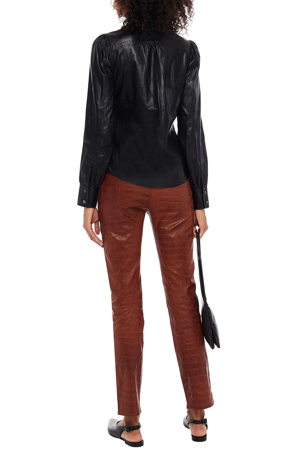 FRAME Gathered leather shirt