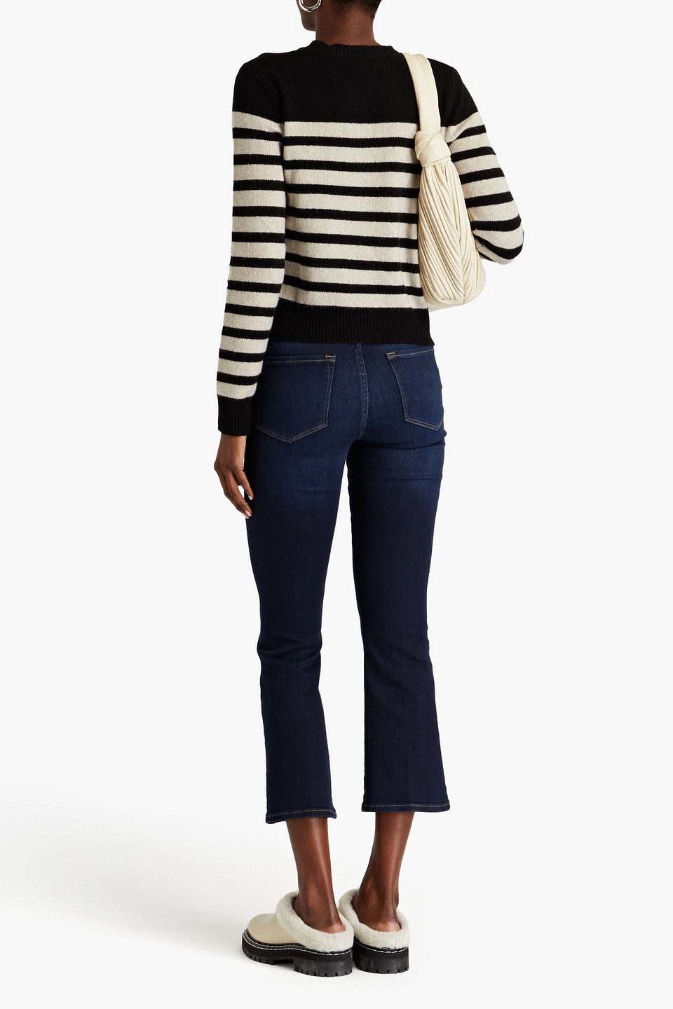 Frame Le Crop Mini Boot Mid-rise Flared Jeans In Dark Denim