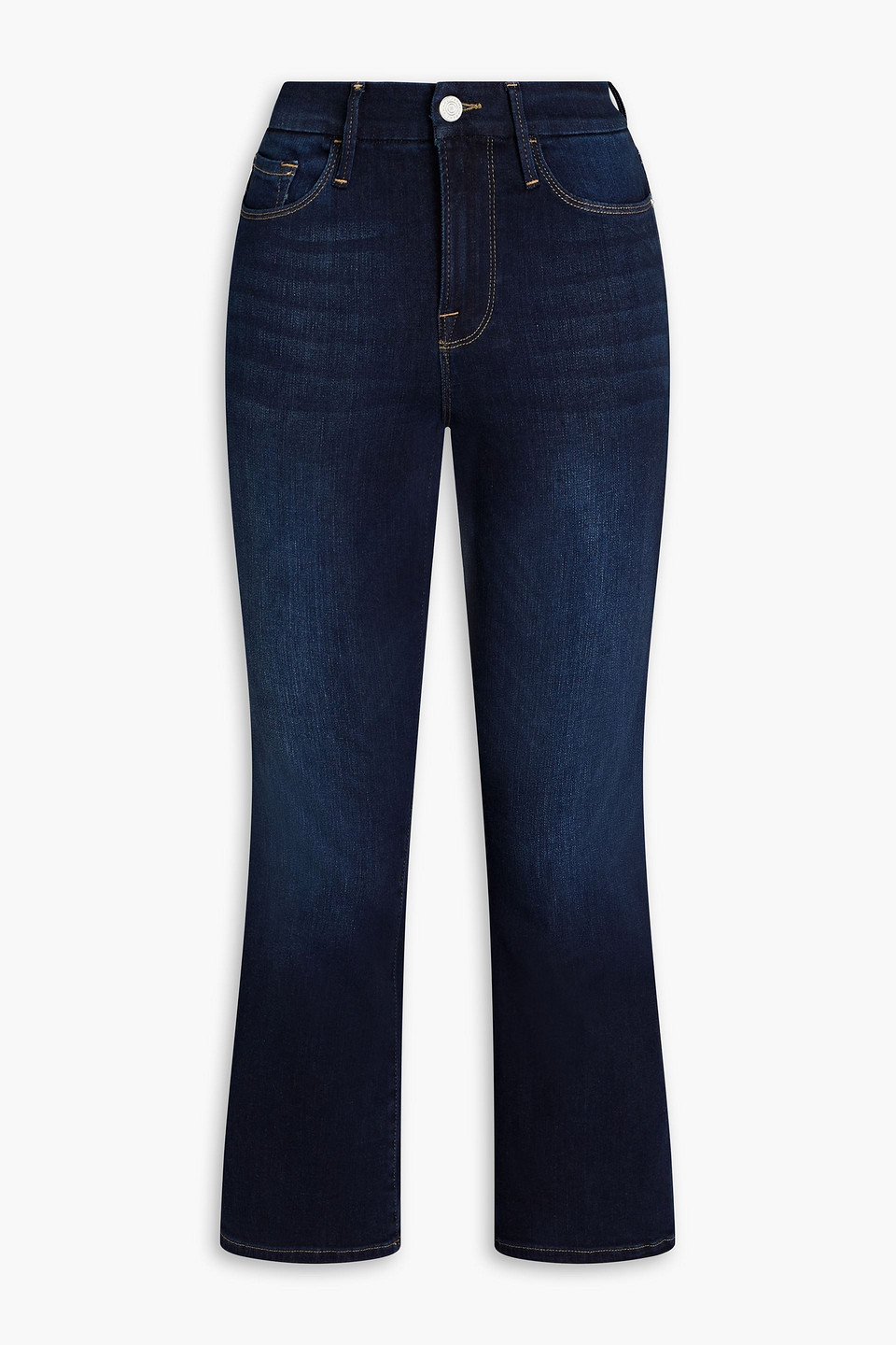 Frame Le Crop Mini Boot Mid-rise Flared Jeans In Dark Denim