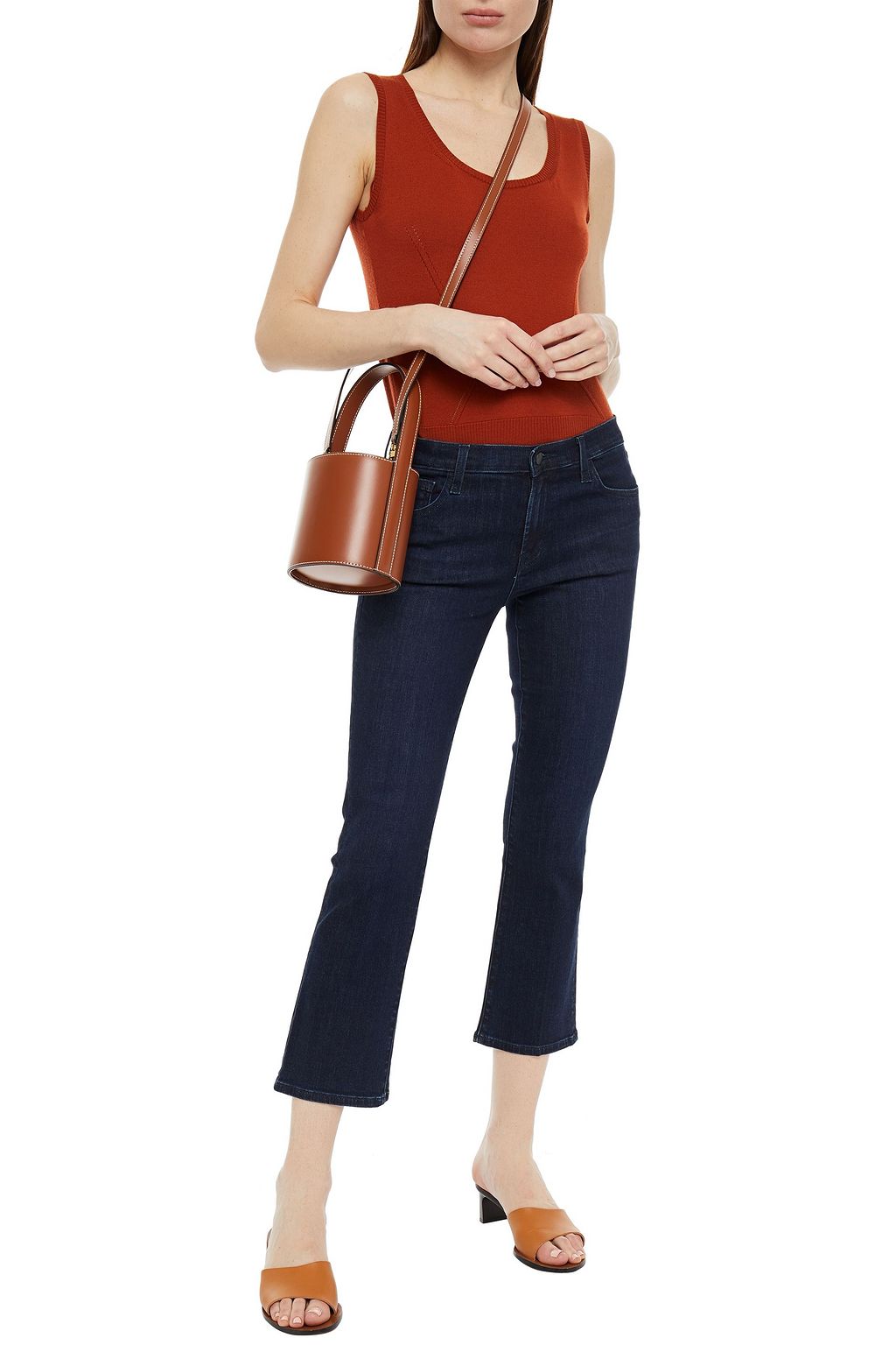 J BRAND Selena frayed faded mid-rise kick-flare jeans