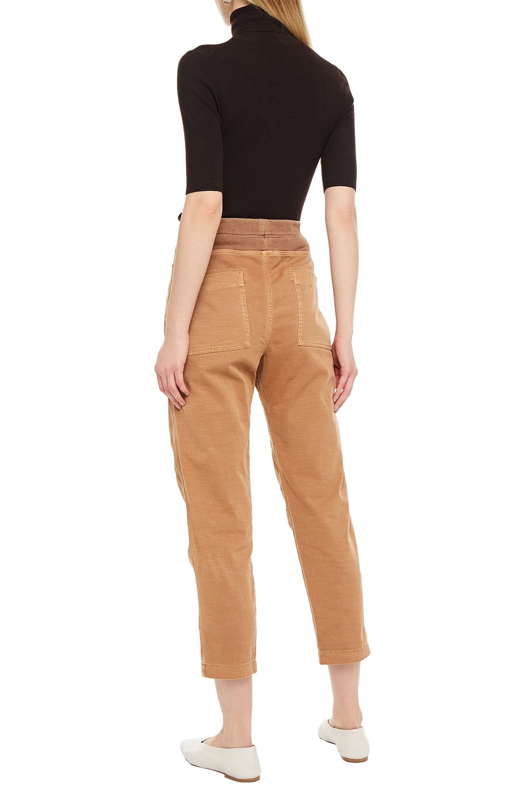 JAMES PERSE Jersey-paneled stretch-cotton twill tapered pants