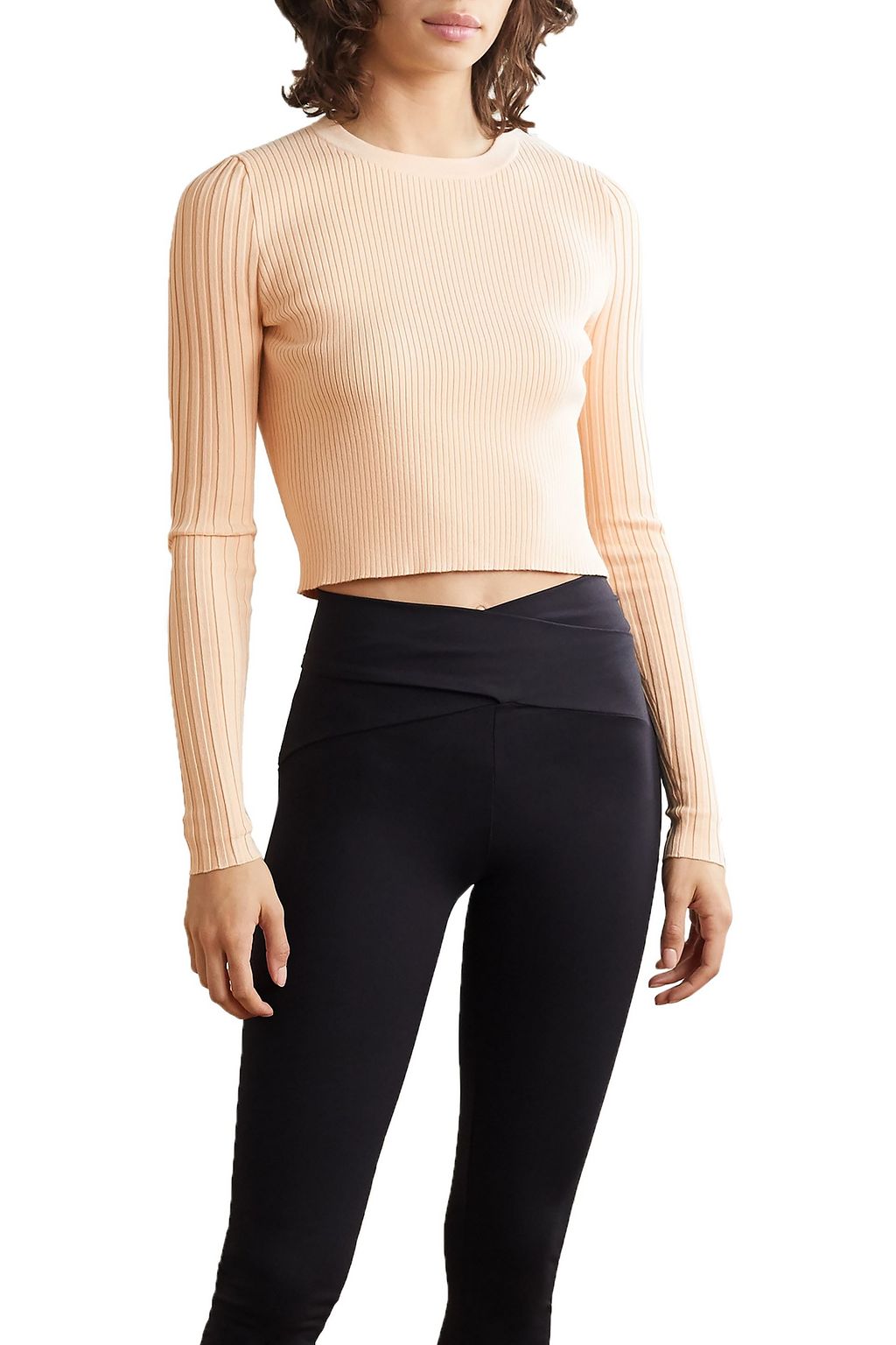 LIVE THE PROCESS Cropped cutout ribbed-knit top
