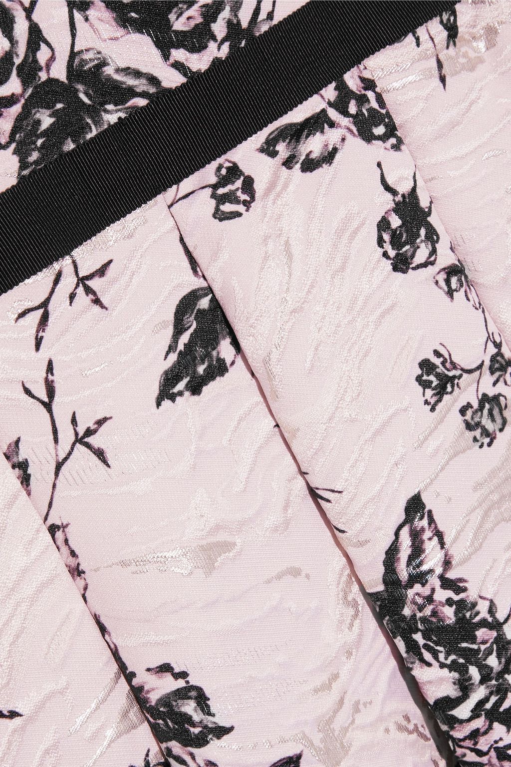 MARCHESA NOTTE Plissiertes Midikleid aus bedrucktem Cloqué mit Metallic-Effekt