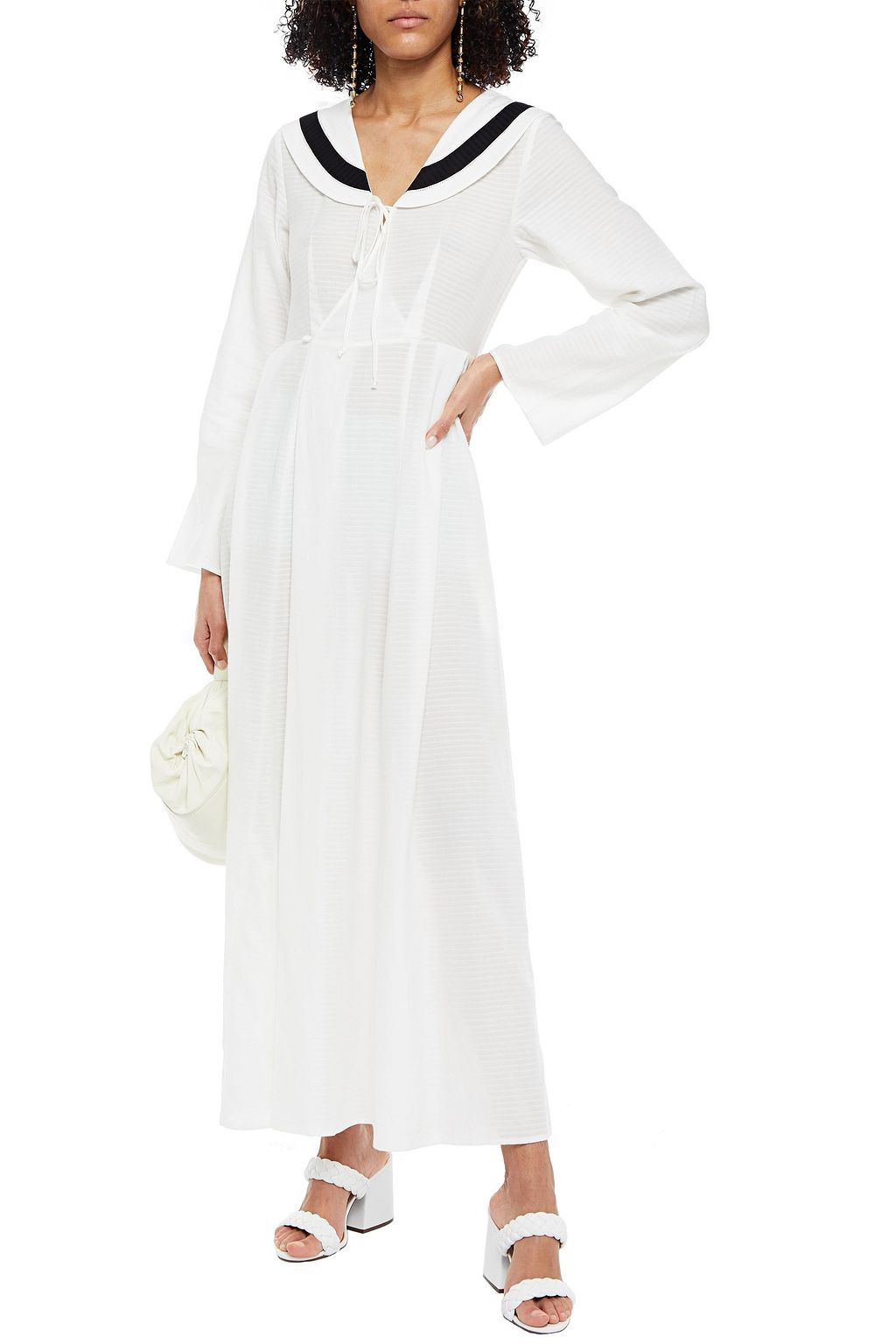 MARYSIA Pleated cotton-blend jacquard maxi dress