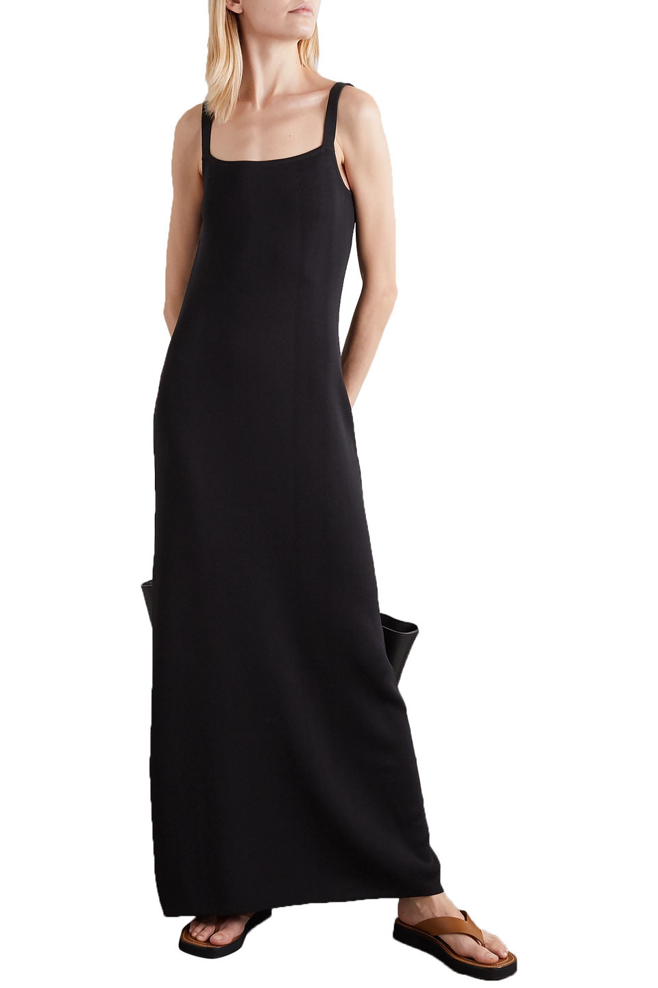 Matteau Open-back Stretch-knit Maxi Dress In Black