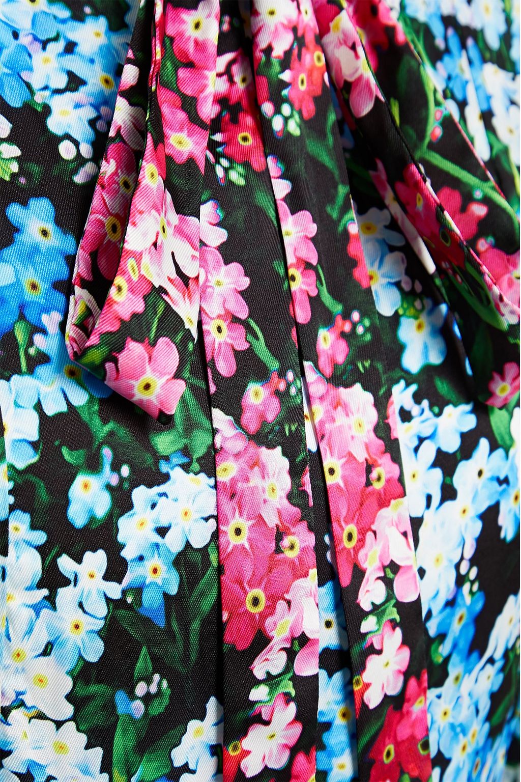 MARY KATRANTZOU Airmail pussy-bow floral-print satin-twill dress
