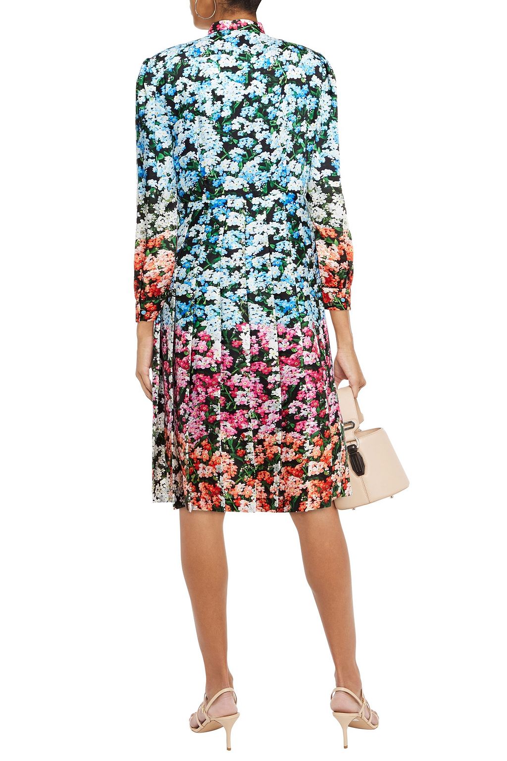 MARY KATRANTZOU Airmail pussy-bow floral-print satin-twill dress