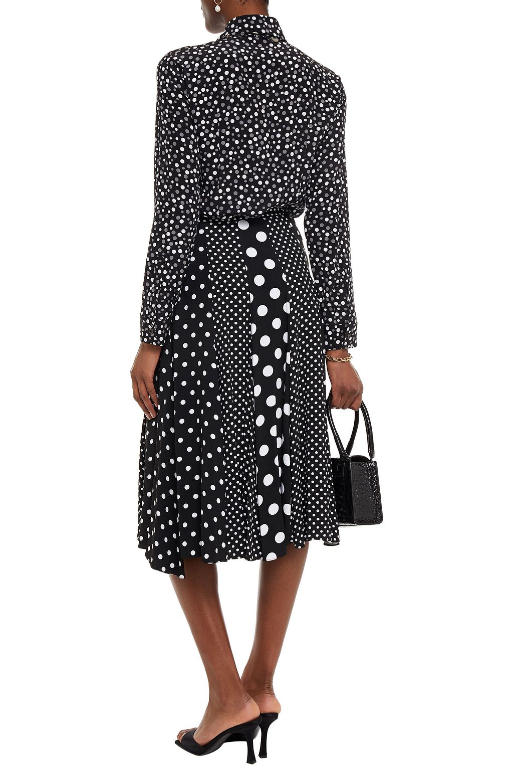 MICHAEL KORS COLLECTION Paneled polka-dot crepe skirt