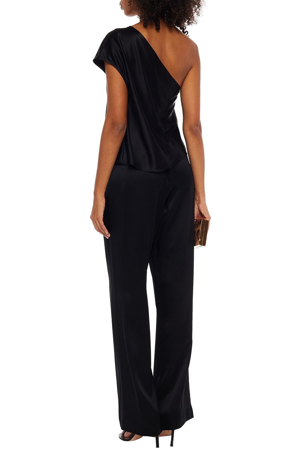 MICHELLE MASON One-shoulder draped silk-charmeuse top