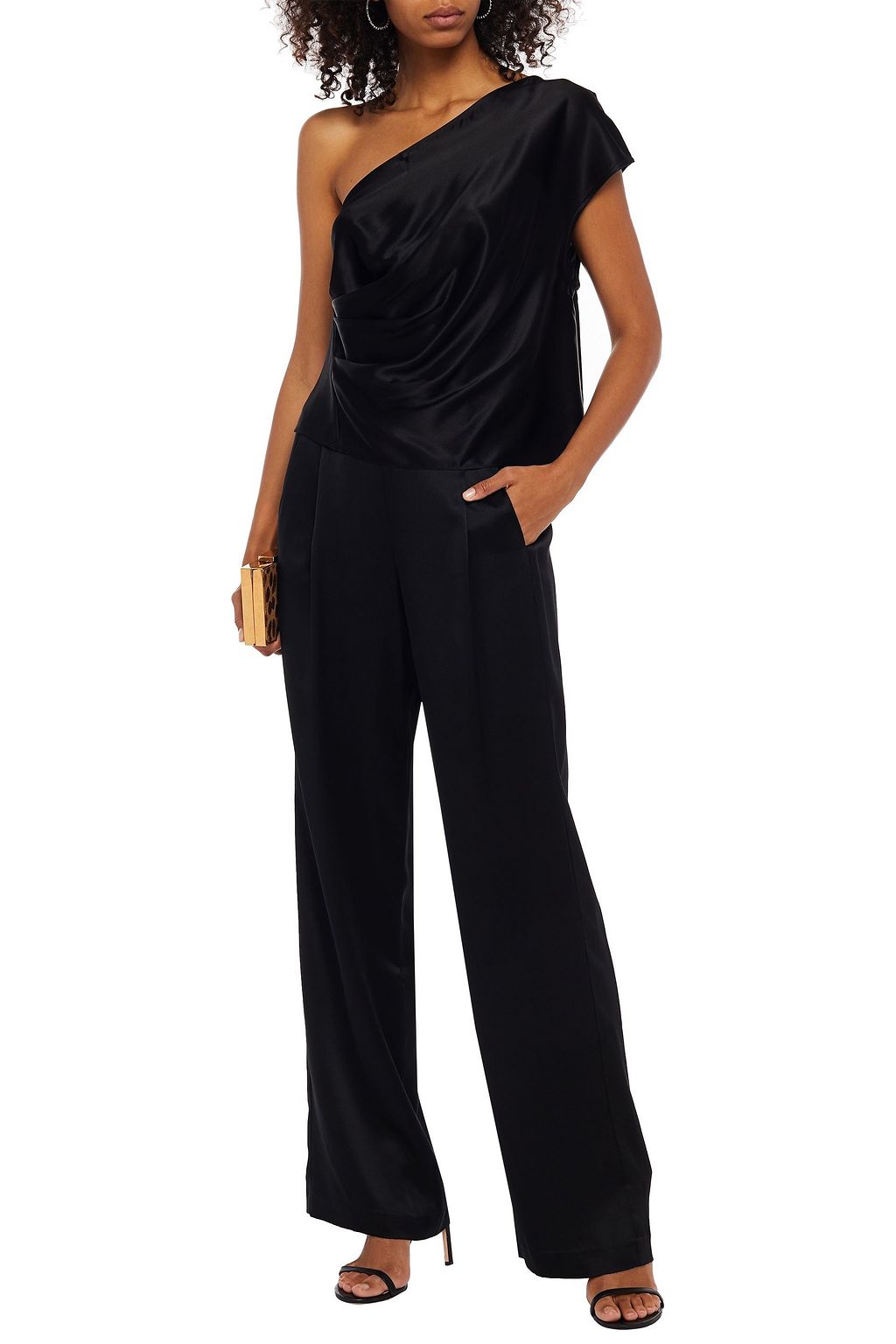 MICHELLE MASON One-shoulder draped silk-charmeuse top