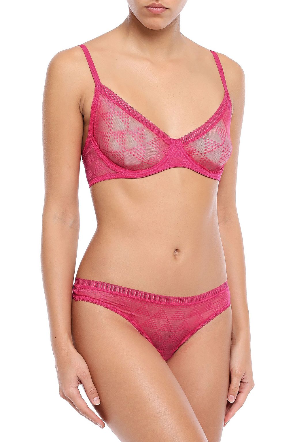 LES GIRLS LES BOYS Pyramid neon point d'esprit  underwired soft-cup bra