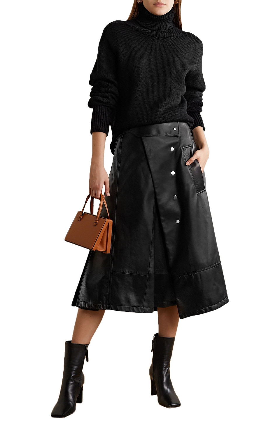 Monse Upside Down Oversized Cutout Merino Wool Turtleneck Jumper In Black