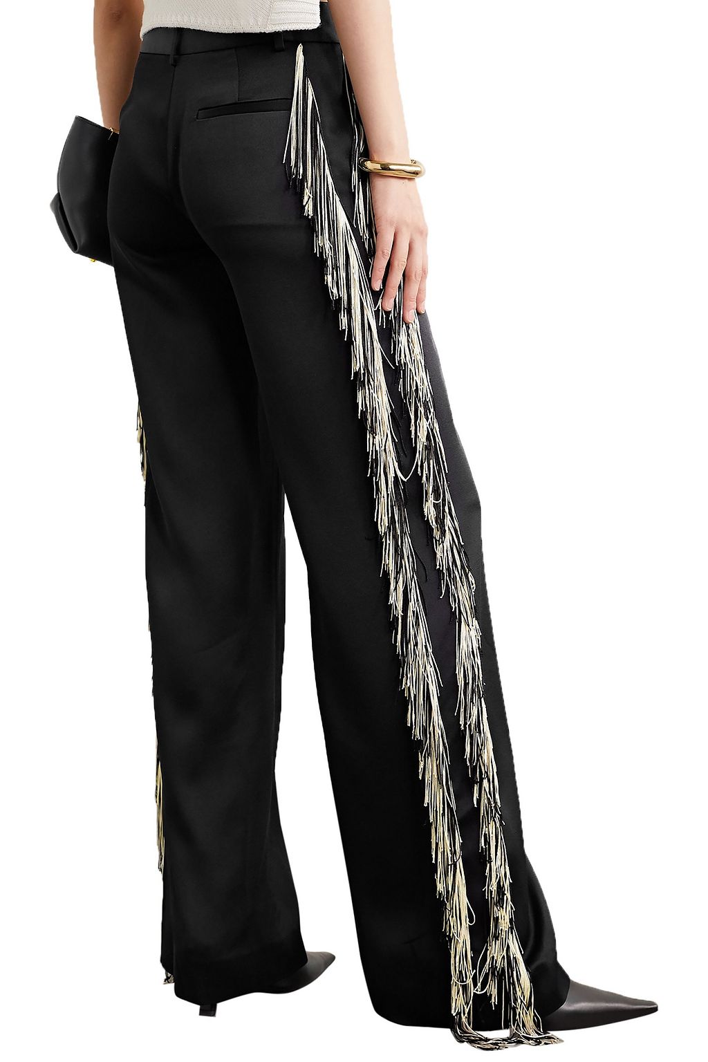 MONSE Fringed satin wide-leg pants