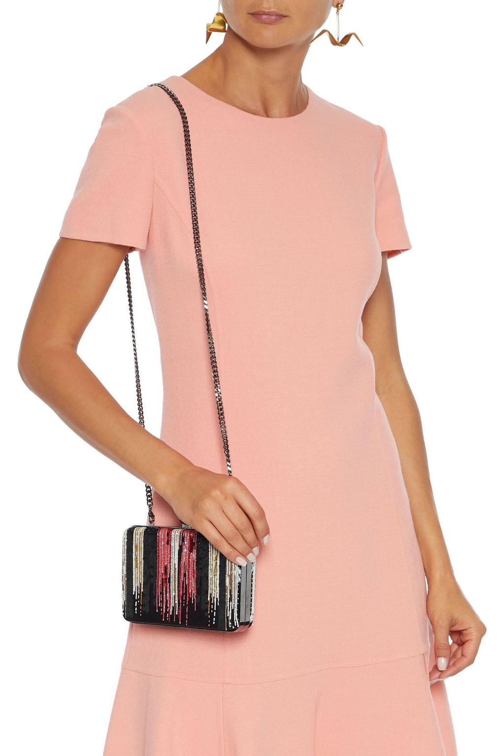 OSCAR DE LA RENTA Embellished silk-satin clutch