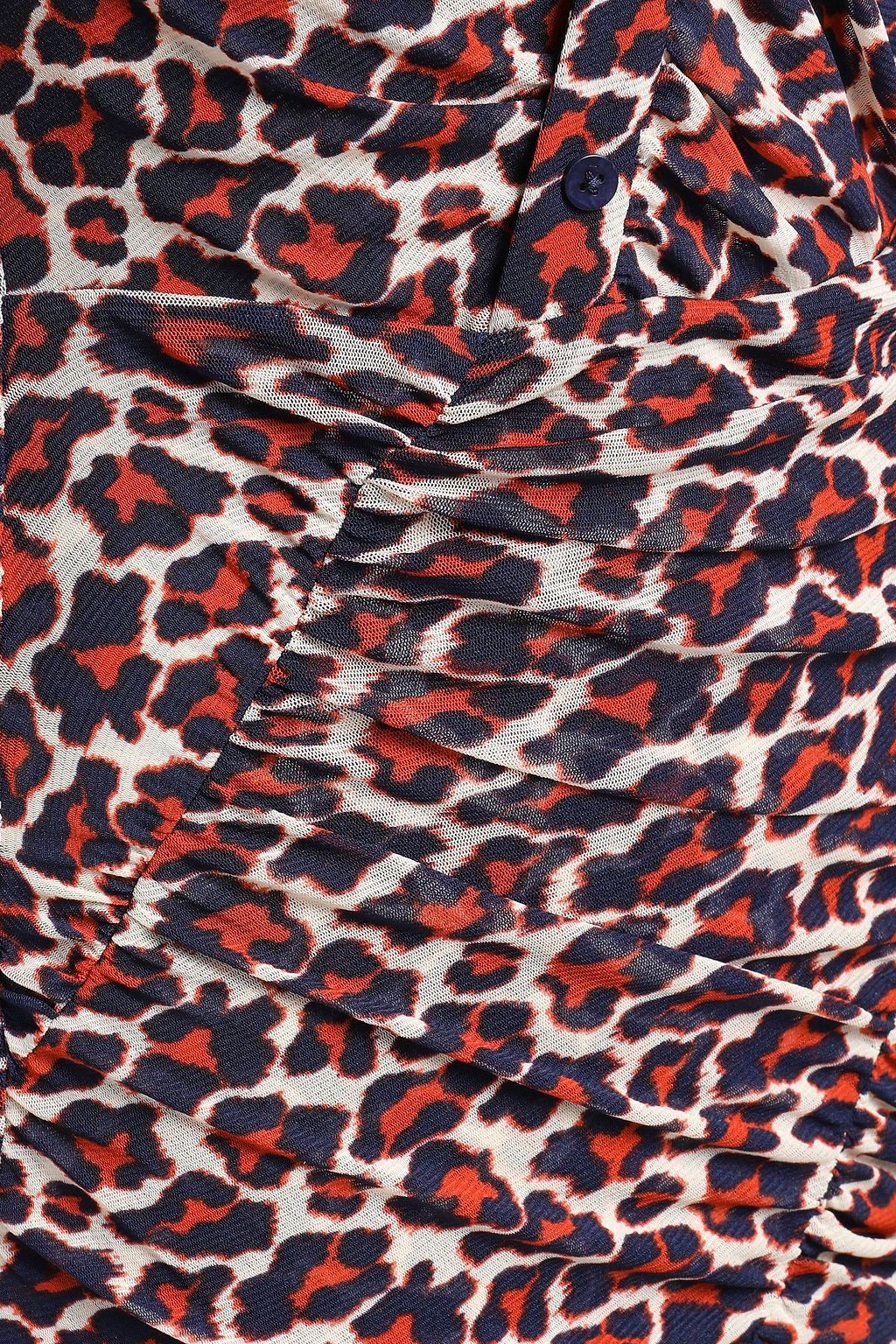 DIANE VON FURSTENBERG Briella ruched printed stretch-mesh midi dress
