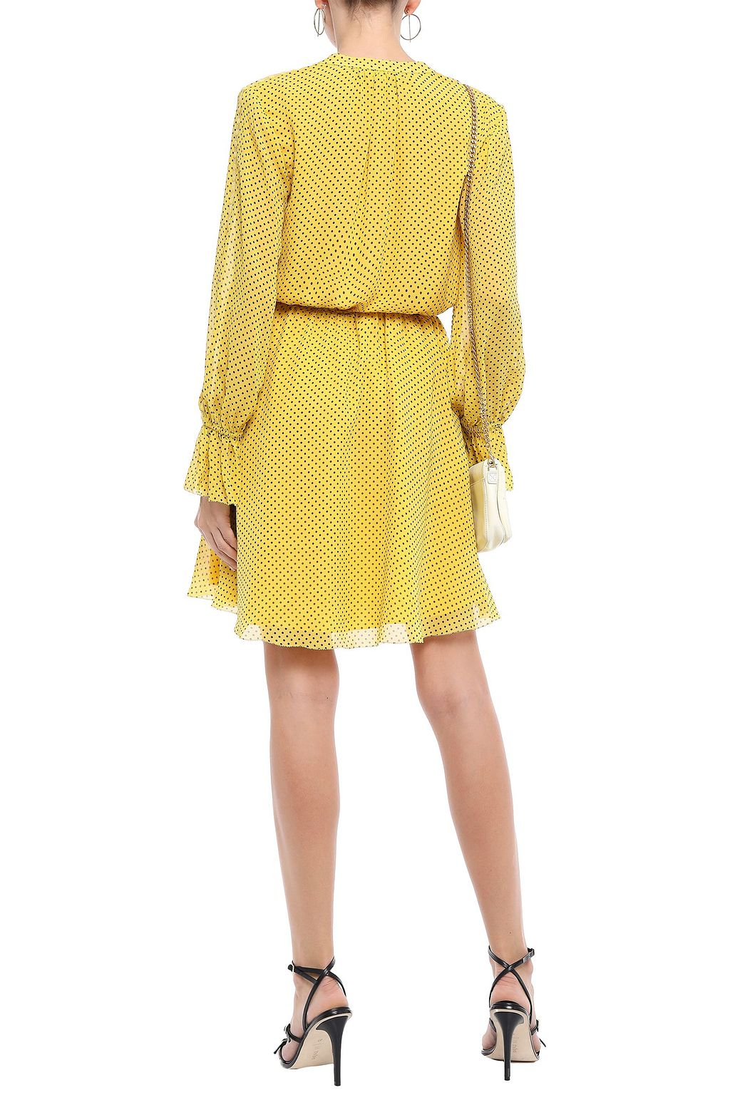 JOIE Belted polka-dot silk-chiffon mini dress