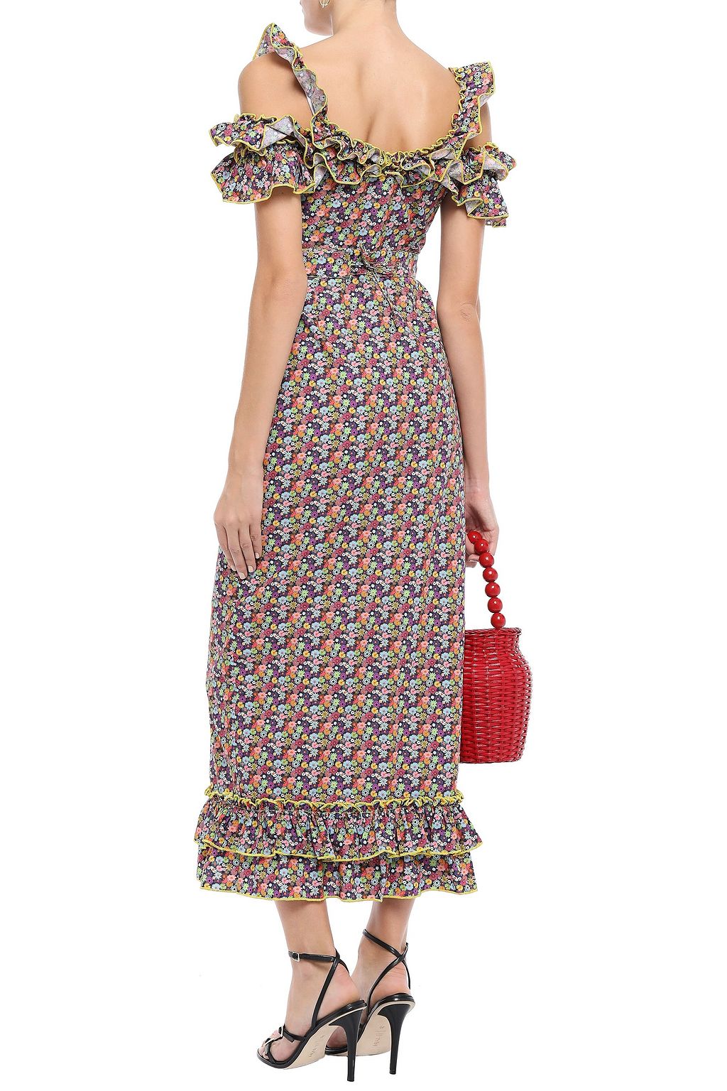 GÜL HÜRGEL Cold-shoulder ruffled floral-print cotton midi dress