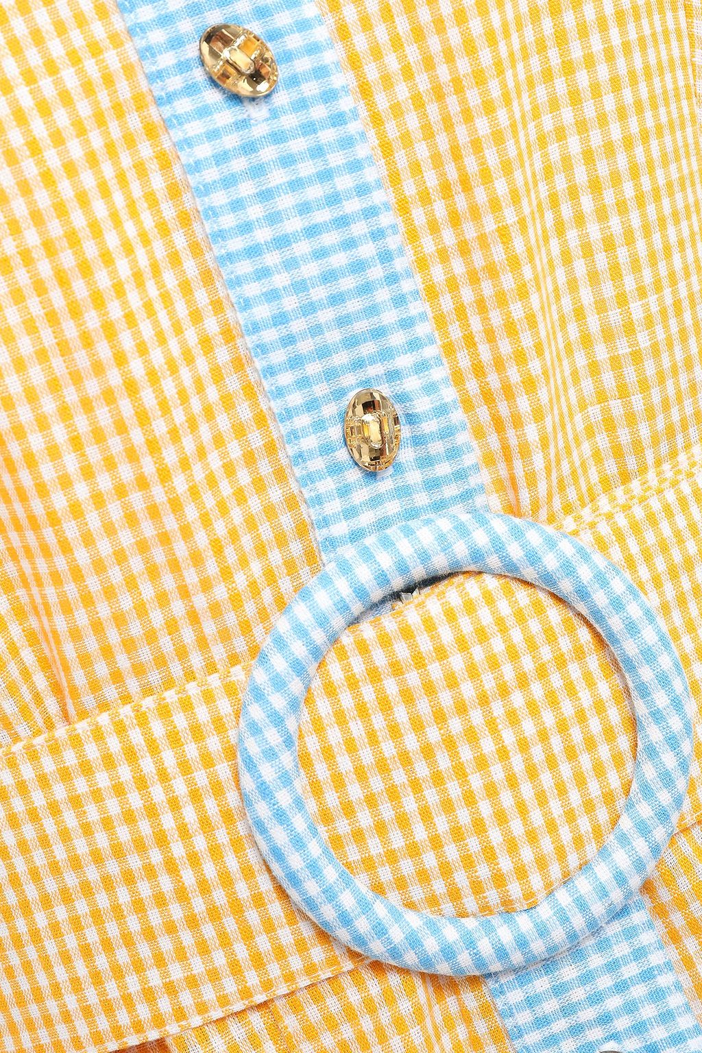 GÜL HÜRGEL Belted gingham cotton and linen-blend maxi shirt dress