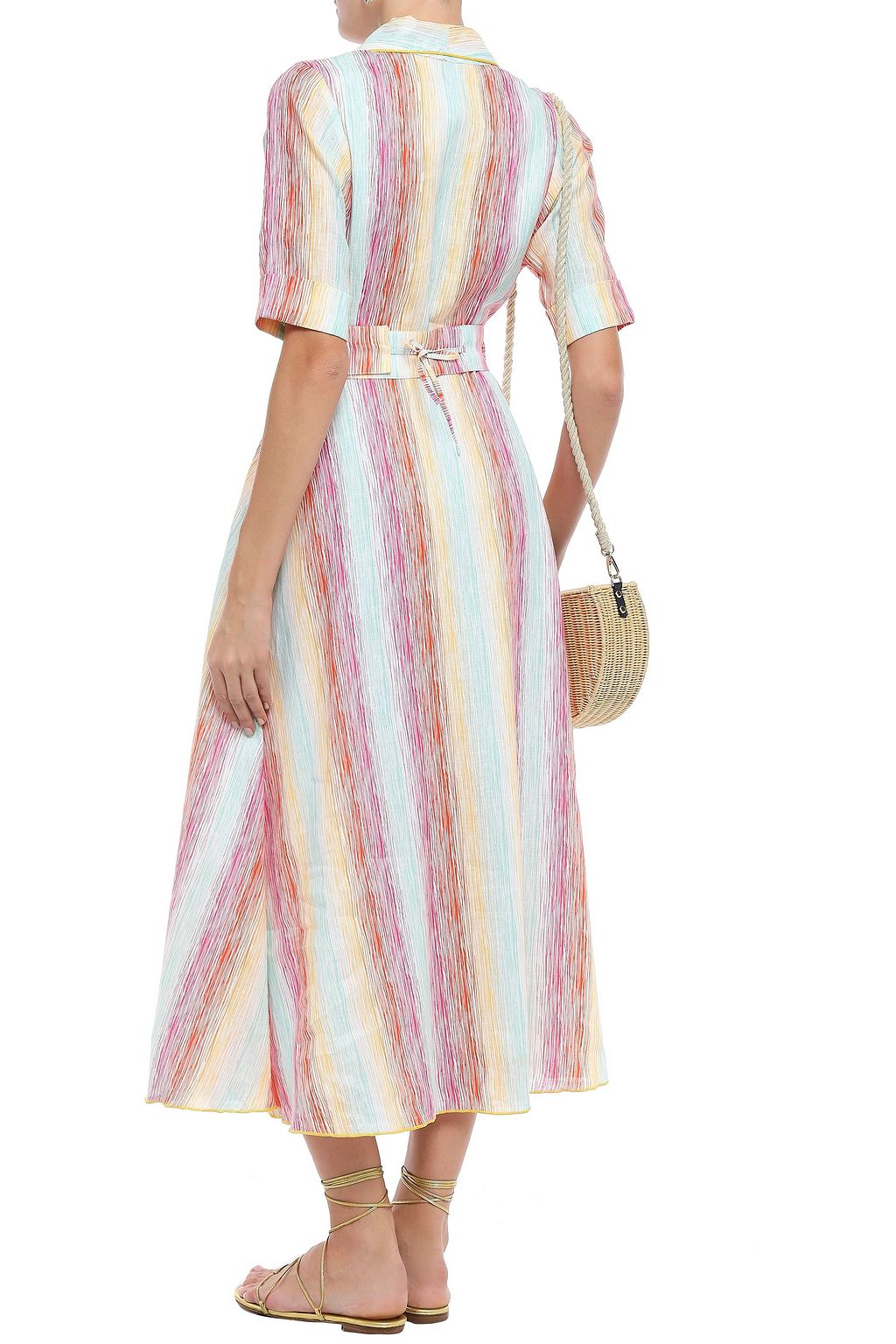 GÜL HÜRGEL Belted printed cotton-gauze midi wrap dress