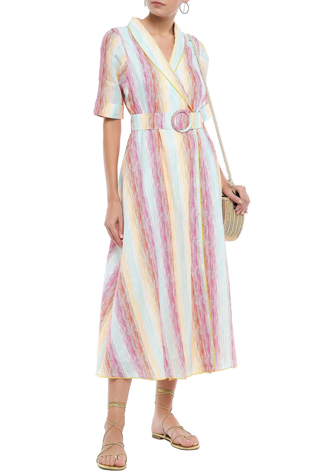 GÜL HÜRGEL Belted printed cotton-gauze midi wrap dress