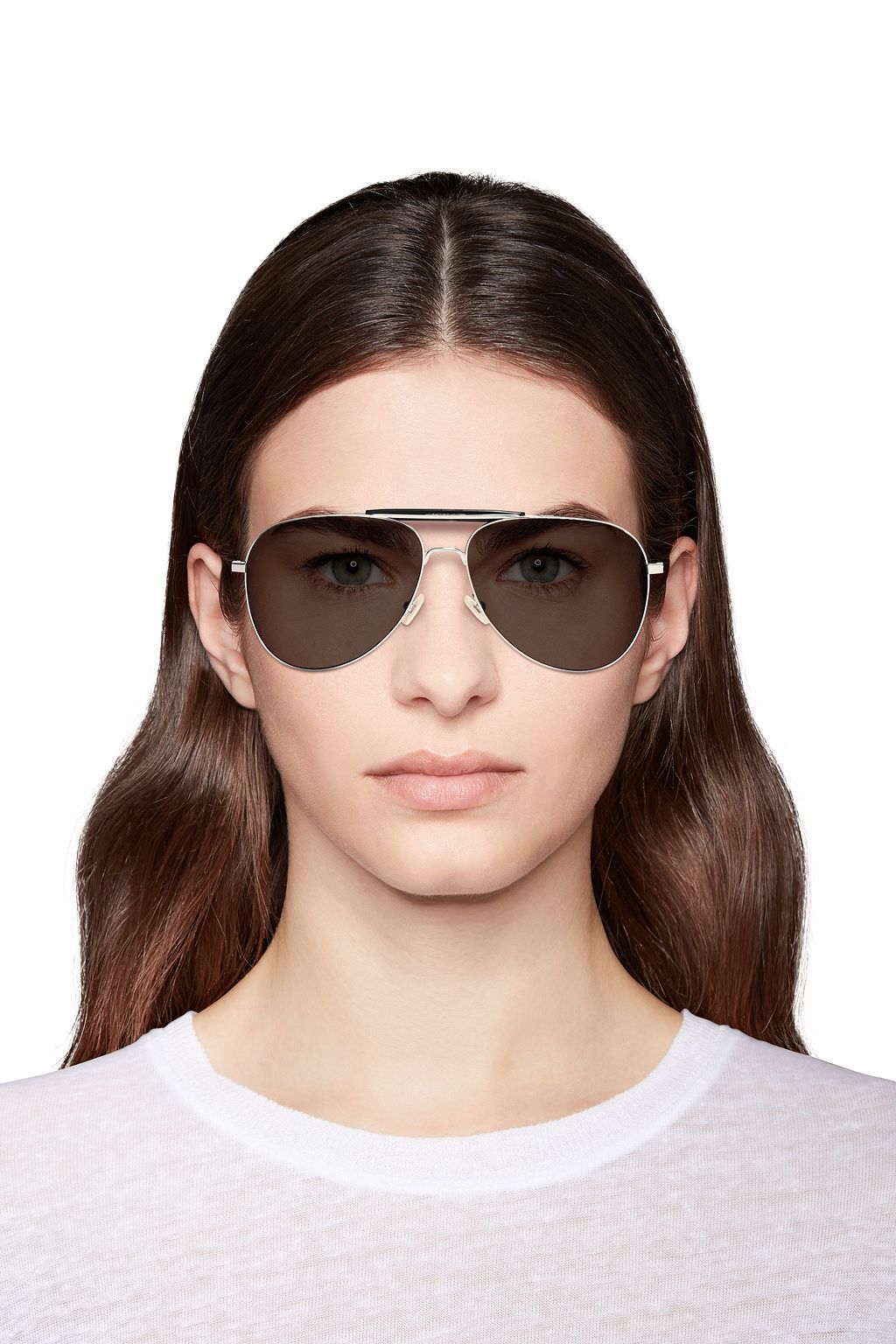 SAINT LAURENT Aviator-style acetate and silver-tone sunglasses