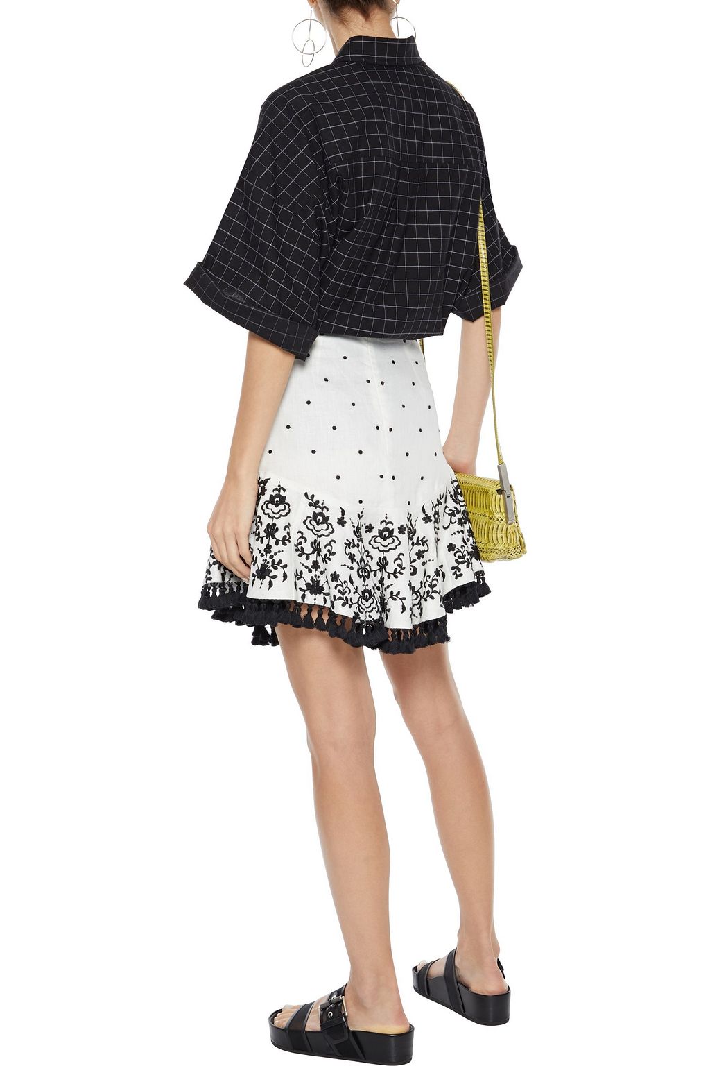 ZIMMERMANN Tali tasseled embroidered linen mini skirt