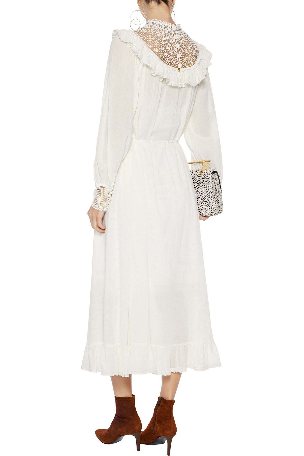 ZIMMERMANN Melody crochet-paneled ruffled cotton-voile midi dress