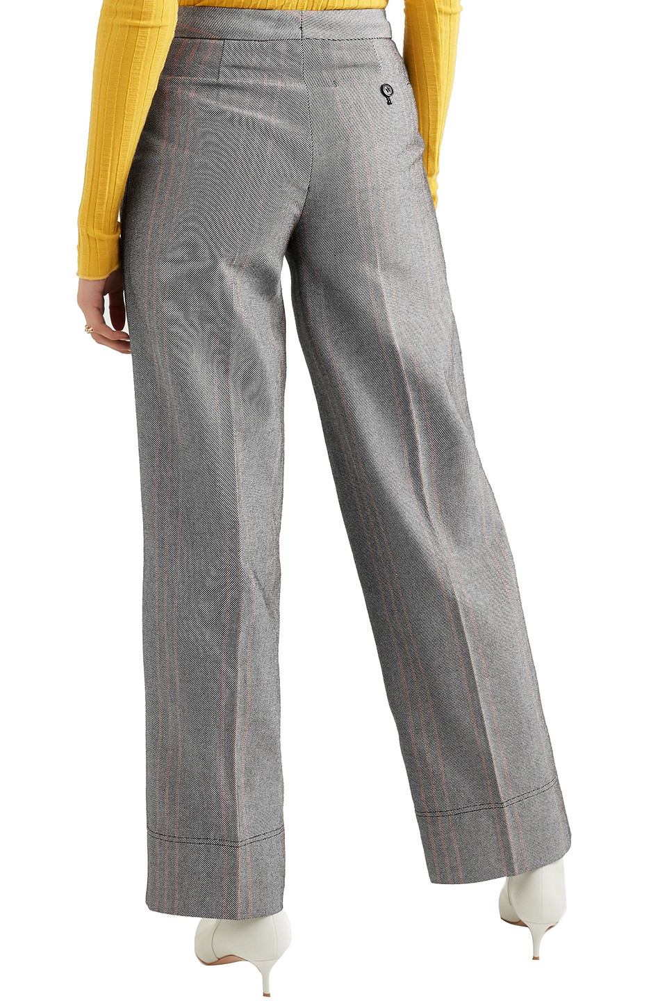 Shop By Malene Birger Enilas Checked Cotton-blend Twill Wide-leg Pants In Gray