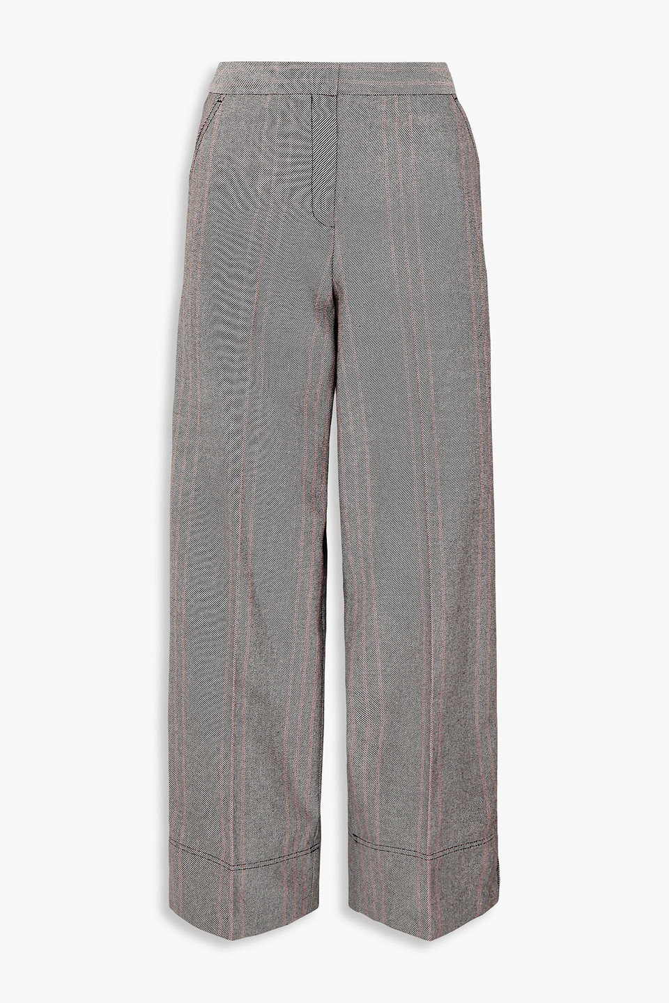 By Malene Birger Enilas Checked Cotton-blend Twill Wide-leg Pants In Gray