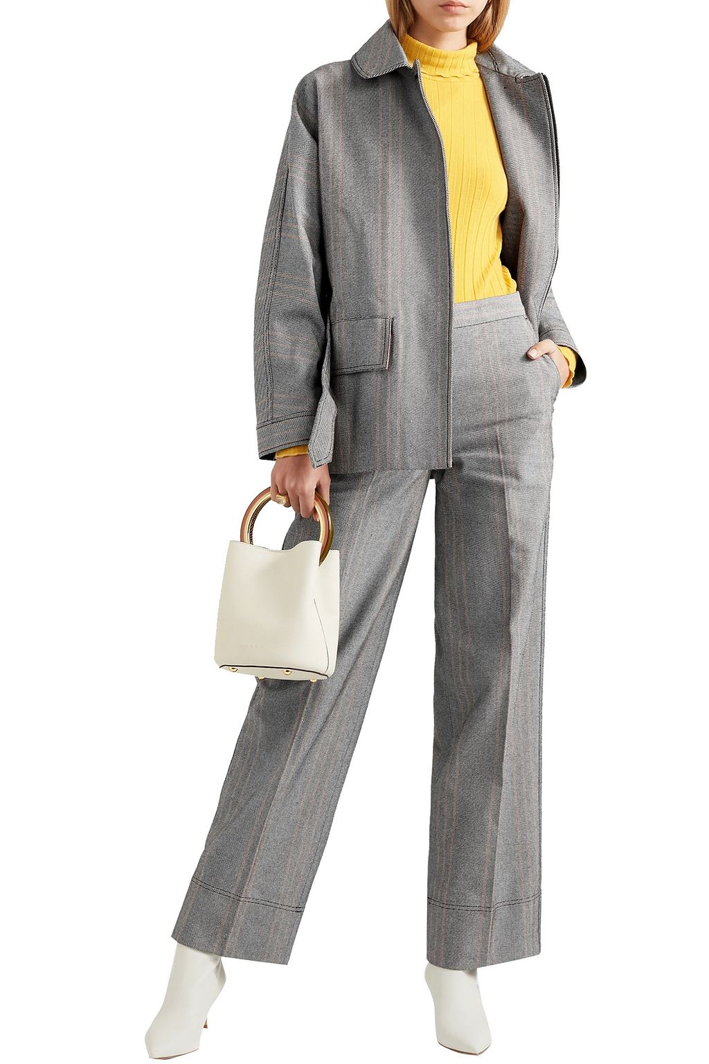 BY MALENE BIRGER Enilas checked cotton-blend twill wide-leg pants