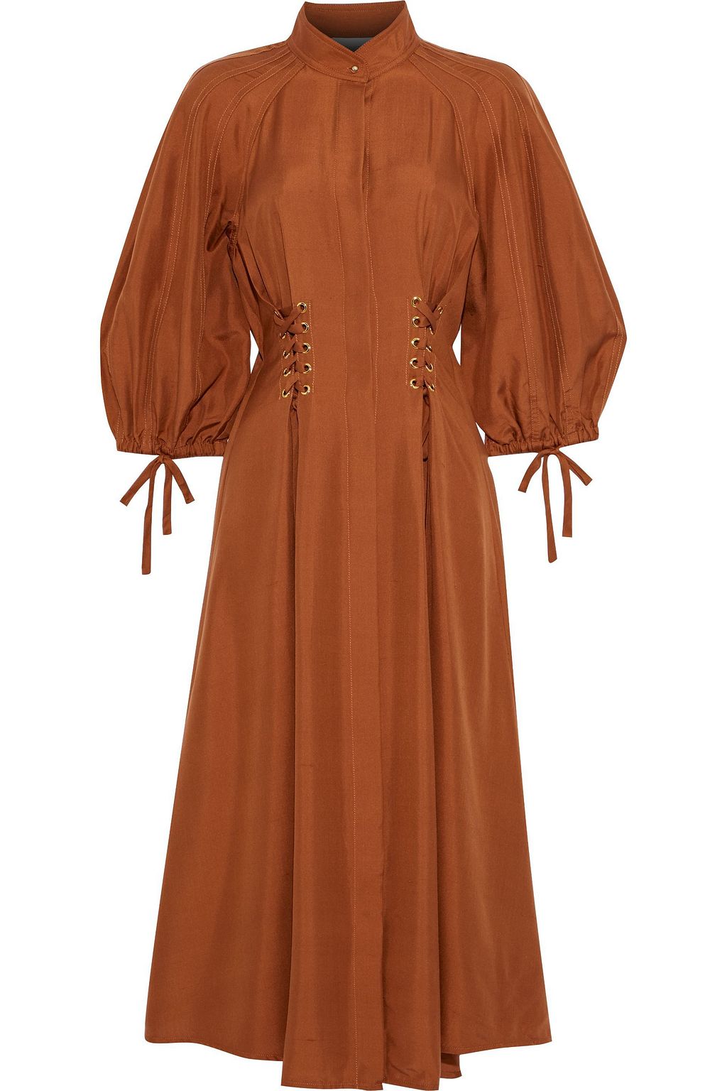 タン レースアップ シルクシャンタン ミディワンピース The Outnet Zimmermann The Outnet