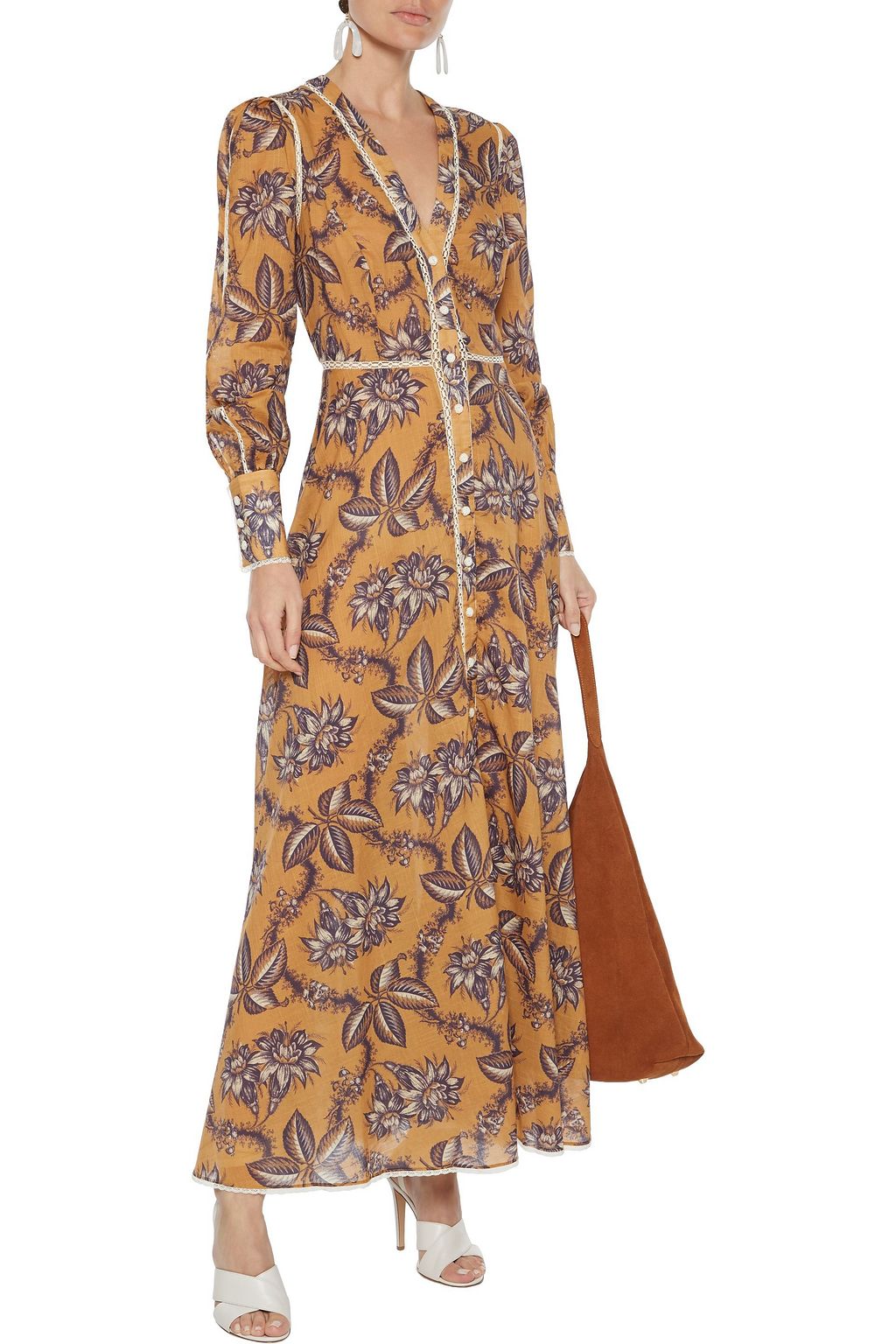 ZIMMERMANN Castile crochet-trimmed floral-print cotton-gauze maxi dress