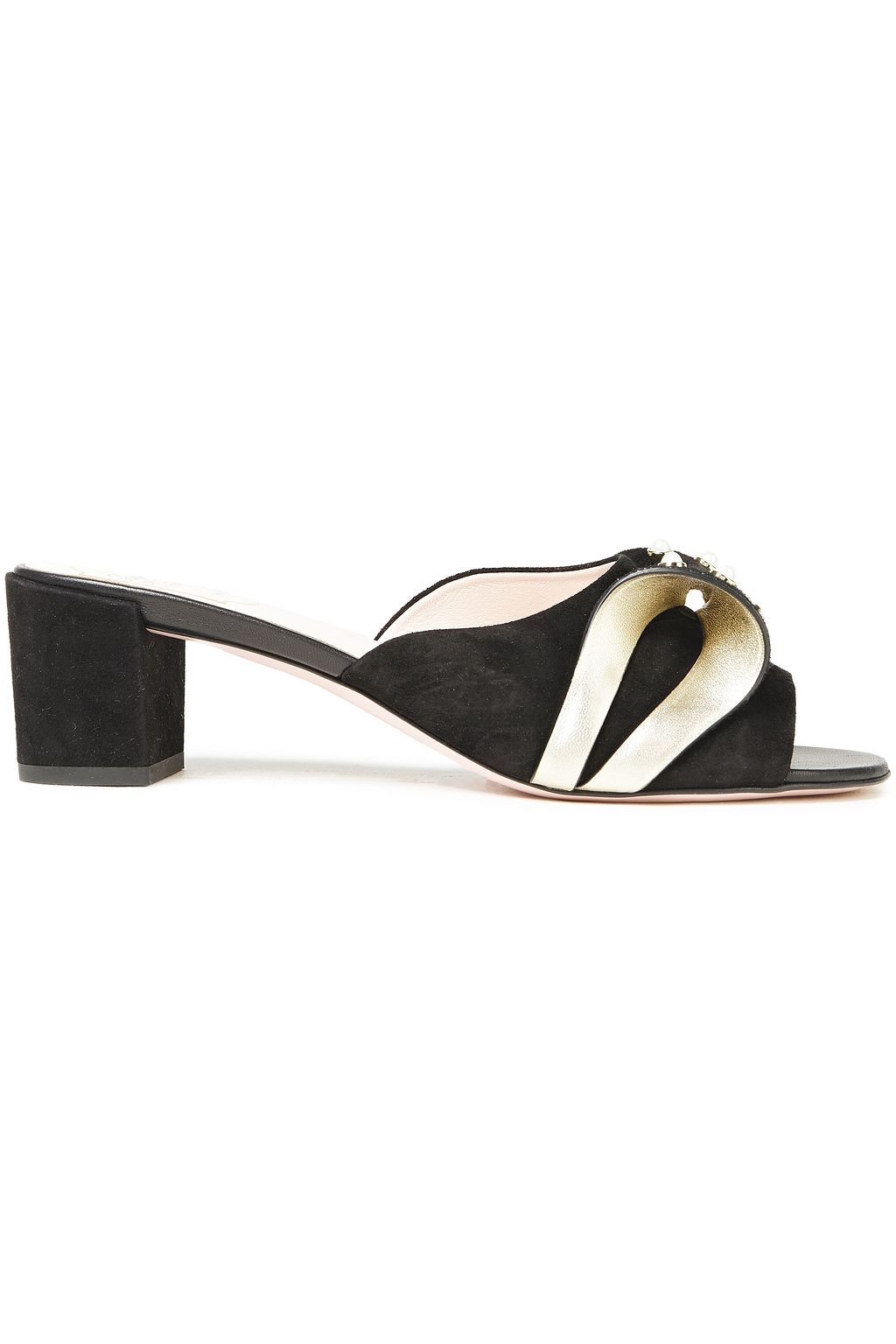 ROGER VIVIER Bow-embellished metallic leather and suede mules | Sale up to  70% off | THE OUTNET