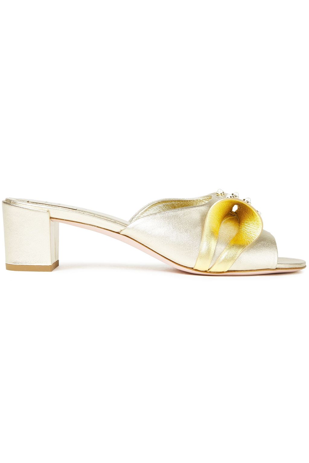 gold bow mules