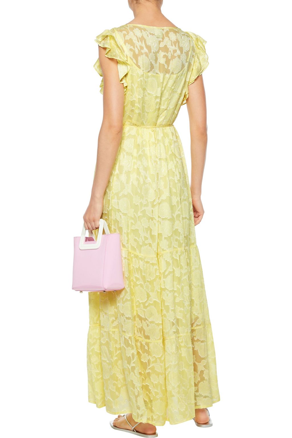 BAUM UND PFERDGARTEN Aiza ruffled fil coupé silk-blend maxi wrap dress