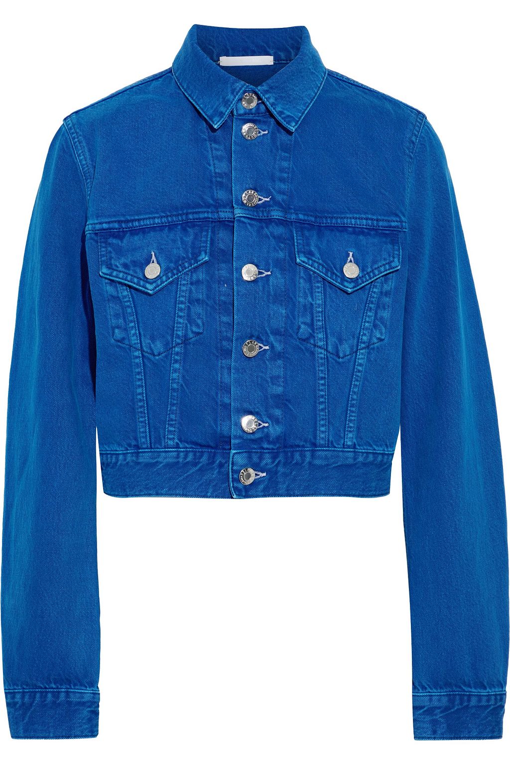 bright blue denim jacket