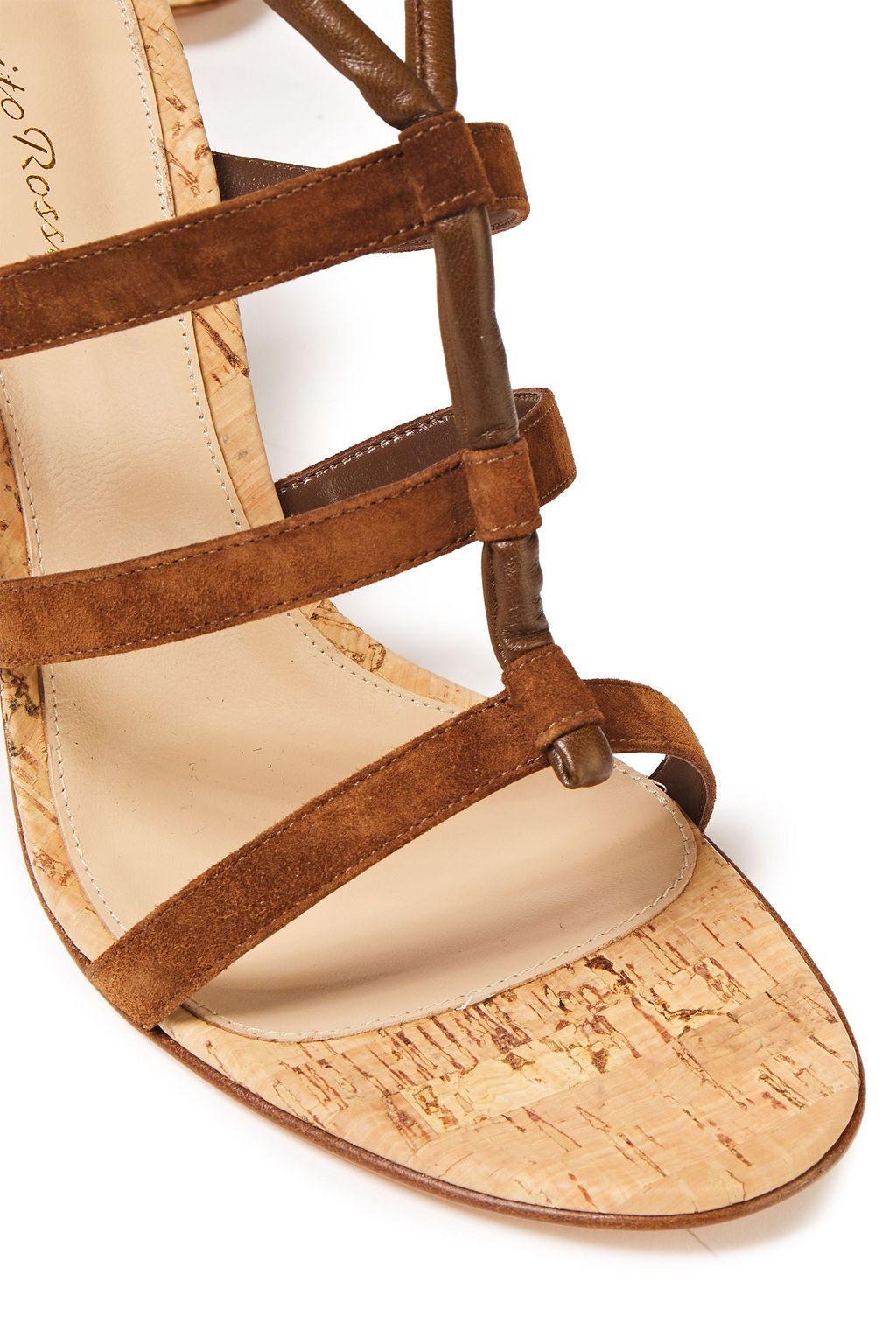 GIANVITO ROSSI Lace-up leather and suede sandals