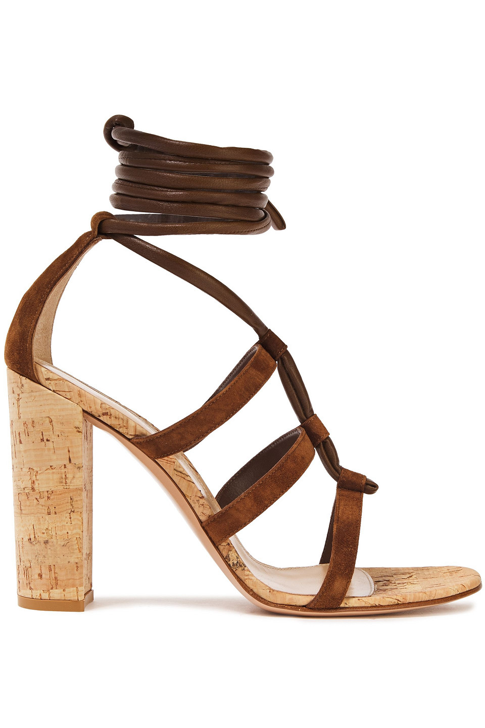 Gianvito Rossi Woman Lace-up Leather And Suede Sandals Brown Size 38.5