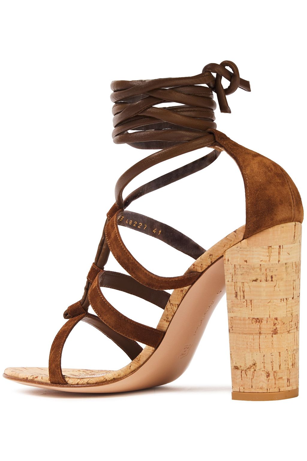 GIANVITO ROSSI Lace-up leather and suede sandals