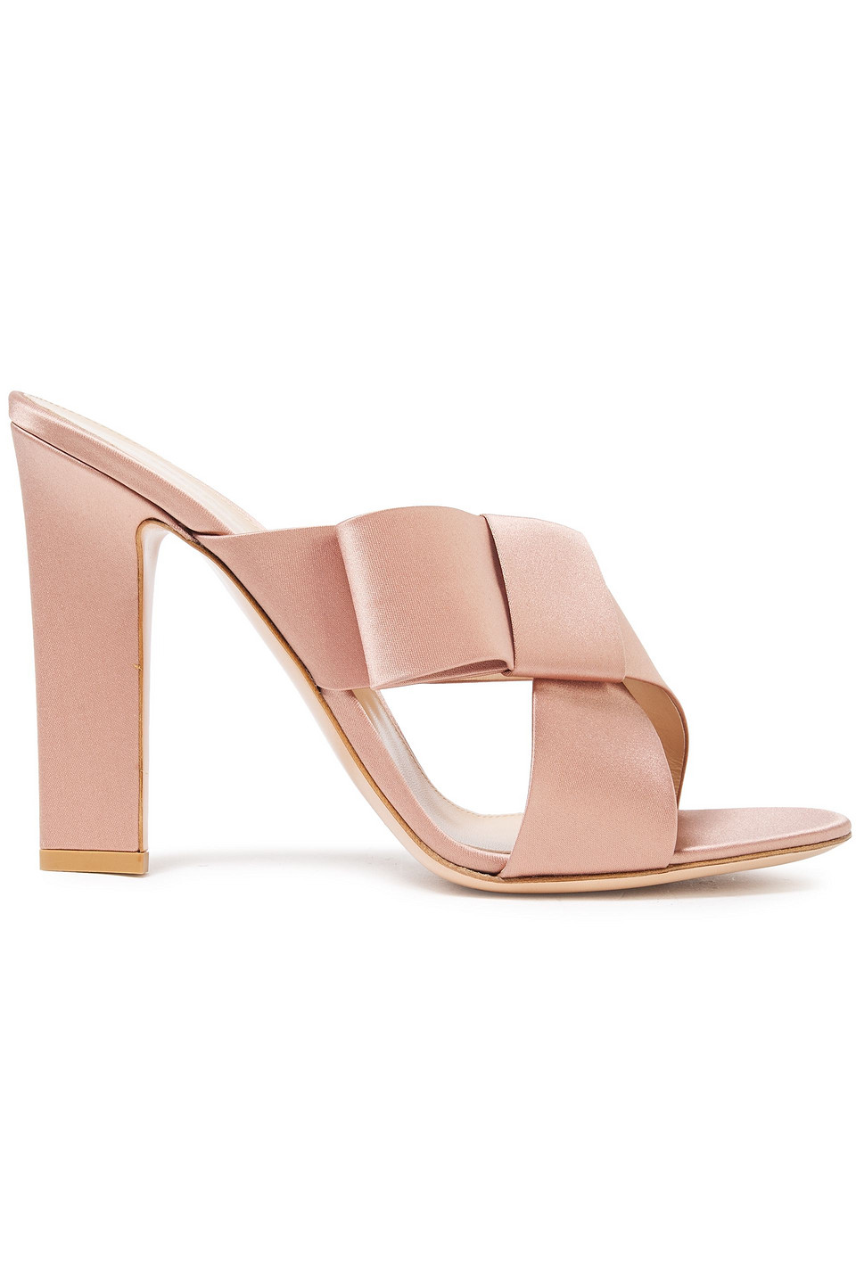 Gianvito Rossi Woman Obi Bow-embellished Silk-satin Mules Blush Size 38.5