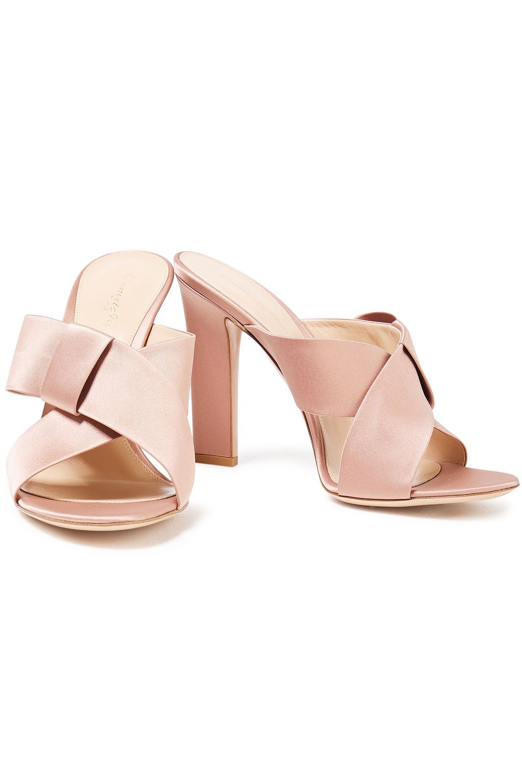 GIANVITO ROSSI Obi bow-embellished silk-satin mules