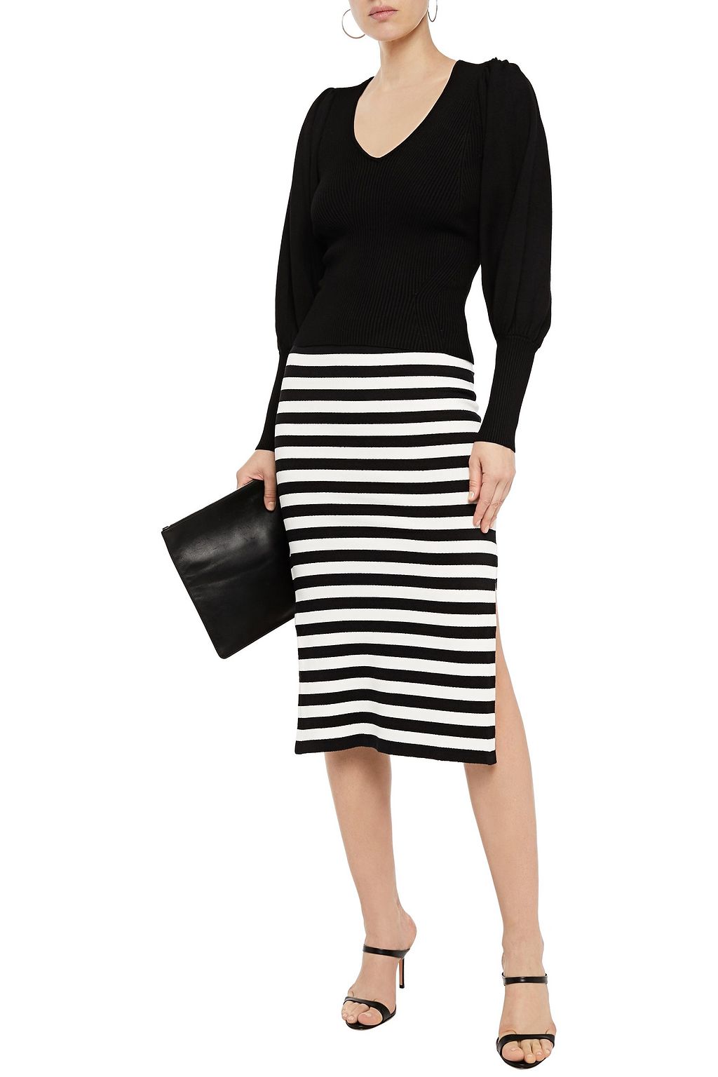 RONNY KOBO Tegan gathered ribbed-knit sweater