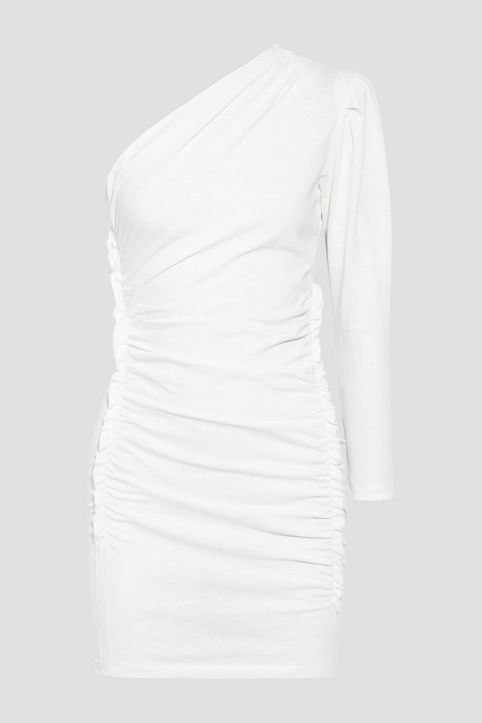iro - loving one-shoulder ruched cotton-jersey mini dress - white - m
