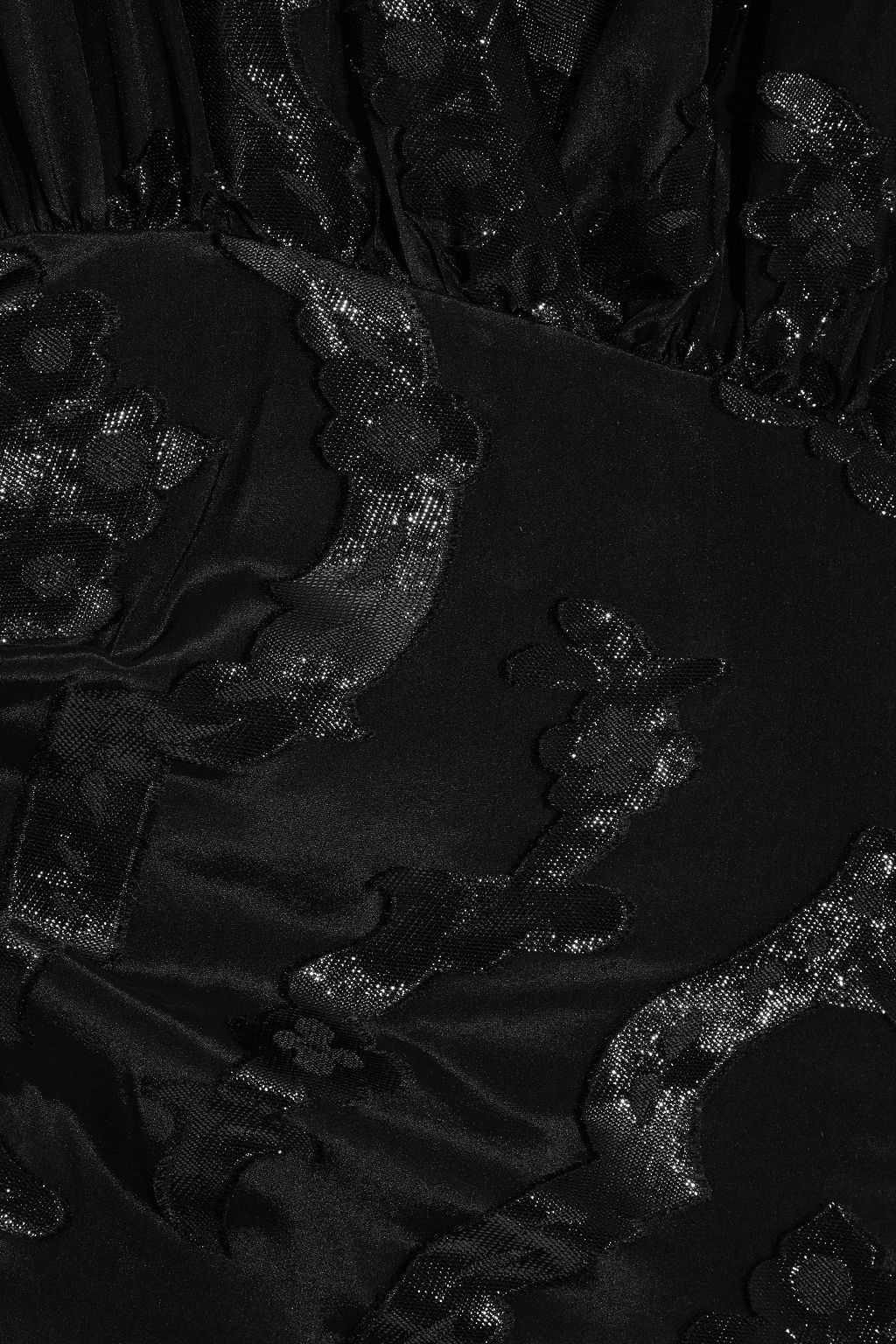 IRO Romance asymmetric metallic fil coupé satin mini dress