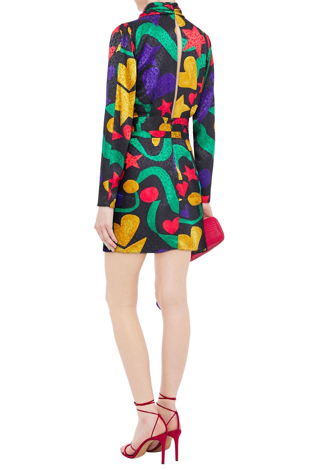 RONNY KOBO Draped silk-blend satin-jacquard mini dress